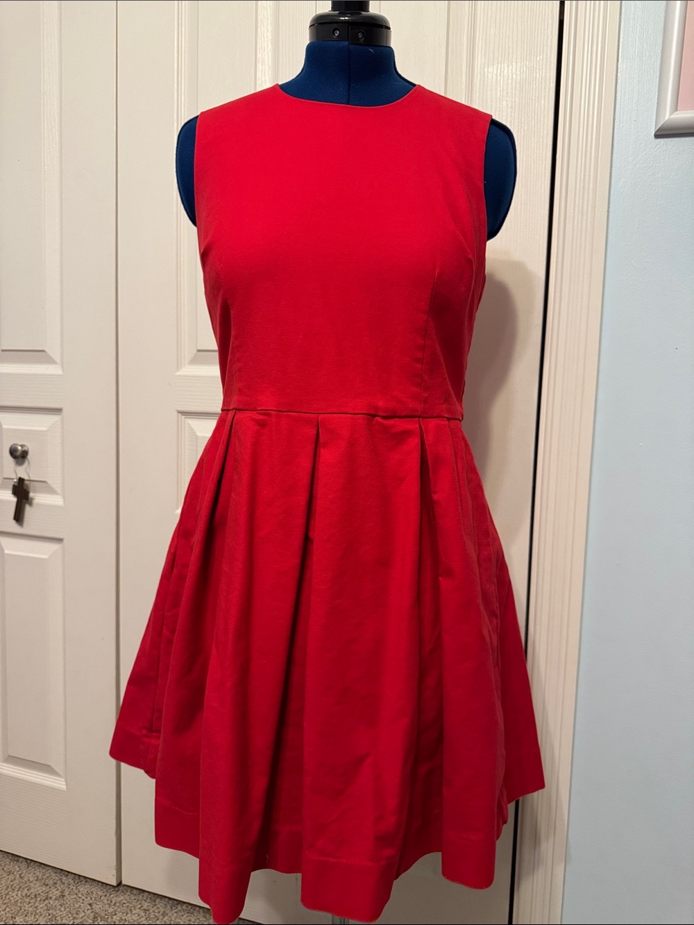 GAP Red Sleeveless Pleated Fit-and-Flare Dress